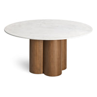 4/4 Round Dining Table in Marble / Walnut - Angle 6
