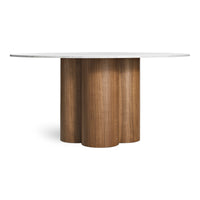 4/4 Round Dining Table in Marble / Walnut - Angle 1