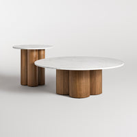 4/4 Coffee Table in Marble / Walnut - Angle 8