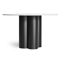4/4 Round Dining Table in Marble / Black on Ash - Angle 5