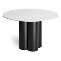 4/4 Round Dining Table in Marble / Black on Ash - Angle 6