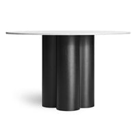 4/4 Round Dining Table in Marble / Black on Ash - Angle 1