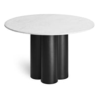 4/4 Round Dining Table in Marble / Black on Ash - Angle 4