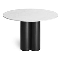 4/4 Round Dining Table in Marble / Black on Ash - Angle 8
