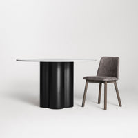 4/4 Round Dining Table in Marble / Black on Ash - Angle 9