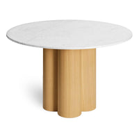 4/4 Round Dining Table in Marble / White Oak - Angle 4