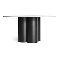 4/4 Round Dining Table in Marble / Black on Ash - Angle 5