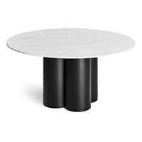 4/4 Round Dining Table in Marble / Black on Ash - Angle 6