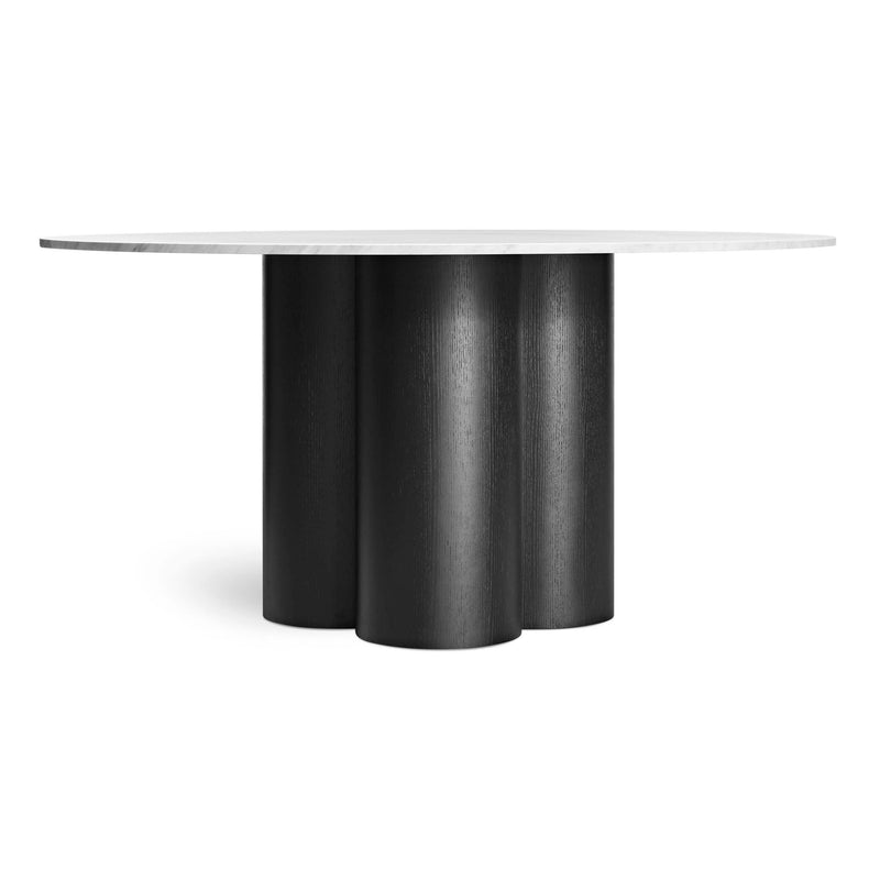 4/4 Round Dining Table in Marble / Black on Ash