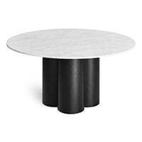 4/4 Round Dining Table in Marble / Black on Ash - Angle 4