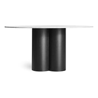 4/4 Round Dining Table in Marble / Black on Ash - Angle 7