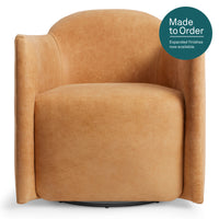 About Face Swivel Lounge Chair in Camel Leather - Angle 1
