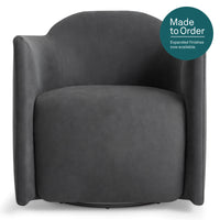 About Face Swivel Lounge Chair in Ink Leather - Angle 1