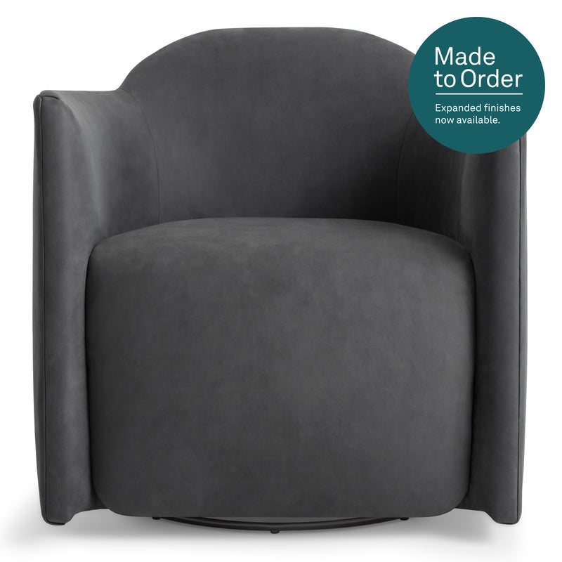About Face Swivel Lounge Chair in Ink Leather