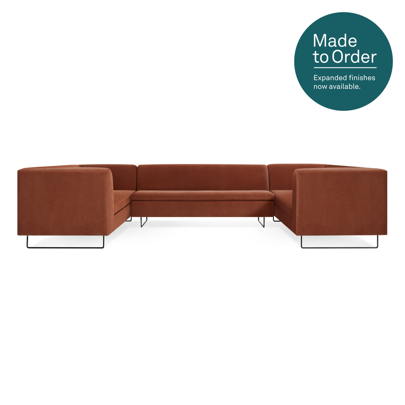 Bonnie and Clyde U-Shaped Sectional Sofa in Copper Velvet - Angle 1