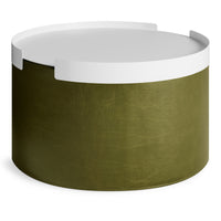 Bumper Large Ottoman in Loden Green Leather - Angle 7