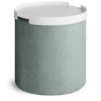 Bumper Small Ottoman in Breezy Blue Leather - Angle 8