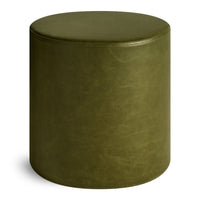Bumper Small Ottoman in Loden Green Leather - Angle 7