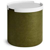 Bumper Small Ottoman in Loden Green Leather - Angle 8