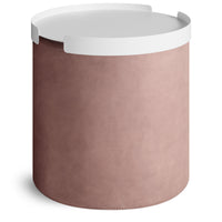 Bumper Small Ottoman in Oyster Leather - Angle 8