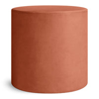 Bumper Small Ottoman in Terracotta Leather - Angle 1