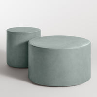 Bumper Large Ottoman in Breezy Blue Leather - Angle 8