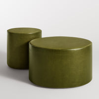 Bumper Large Ottoman in Loden Green Leather - Angle 8