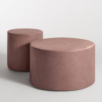 Bumper Small Ottoman in Oyster Leather - Angle 9