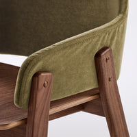 Clutch Chair in Moss Velvet / Walnut - Angle 10