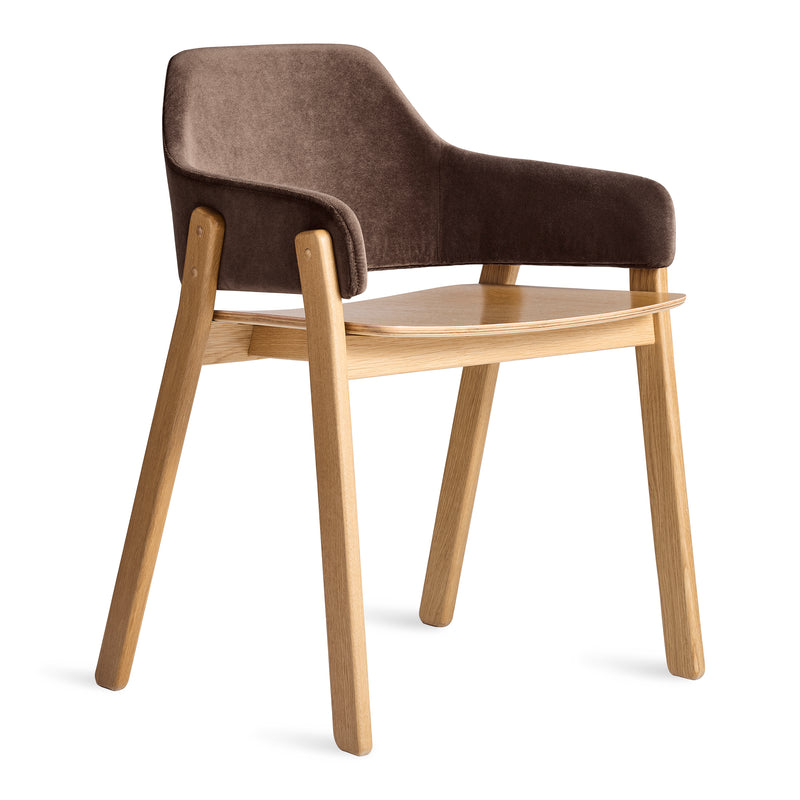 Clutch Chair in Coffee Velvet - Angle 2