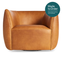 Council Swivel Lounge Chair in Butterscotch Leather - Angle 1