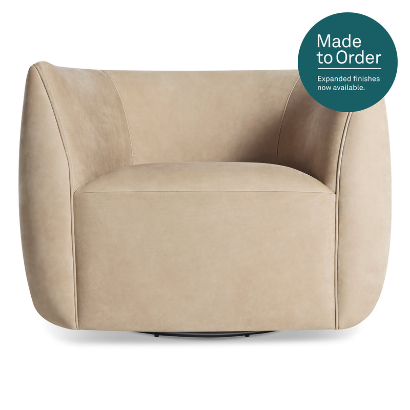 Council Swivel Lounge Chair in Stone Leather