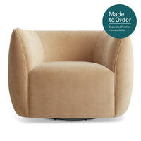 Council Swivel Lounge Chair in Camel Velvet - Angle 1