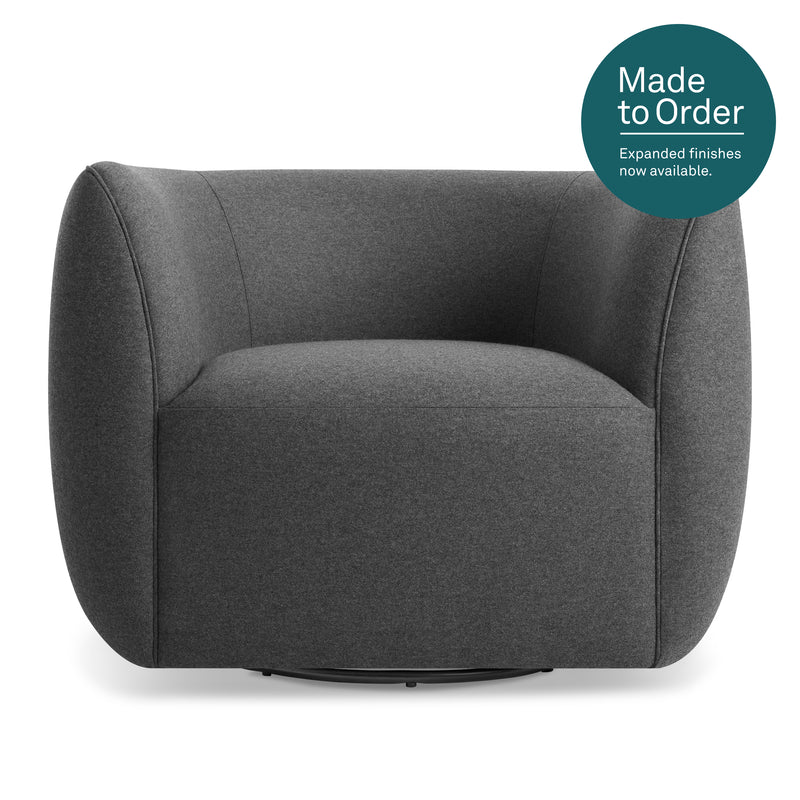 Council Swivel Lounge Chair in Gabro Grey - Angle 1