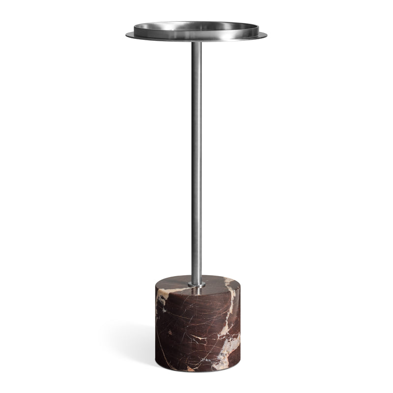 Chit Chat Cocktail Table in Stainless / Cherry Marble - Angle 1