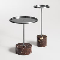 Chit Chat Cocktail Table in Stainless / Cherry Marble - Angle 3