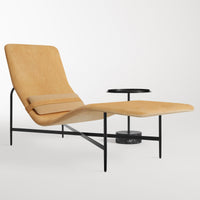 Deep Thoughts Leather Chaise in Camel Leather - Angle 7