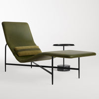 Deep Thoughts Leather Chaise in Loden Green Leather - Angle 7