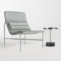 Deep Thoughts Leather Lounge Chair in Breezy Blue Leather - Angle 7