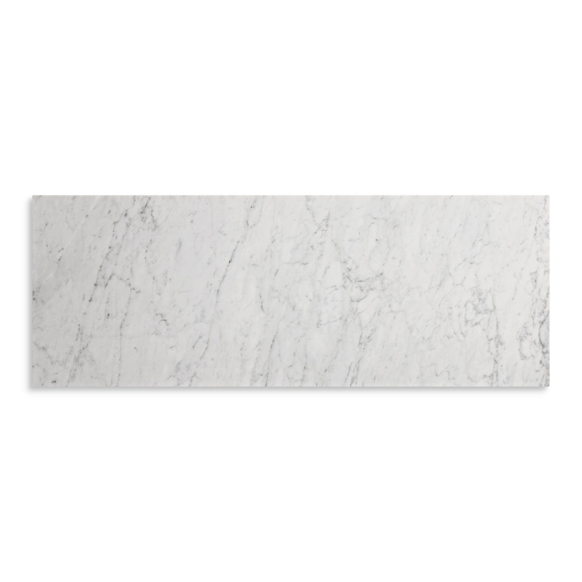A rectangular white marble-look tile or slab with delicate gray veining, shown against a plain white background.