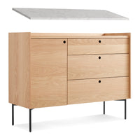 Peek 1 Door / 3 Drawer Credenza in White Oak / Cararra - Angle 6