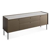 Peek 2 Door / 2 Drawer Console in Dark Olive / Carrara - Angle 7