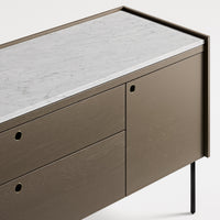 Peek 2 Door / 2 Drawer Console in Dark Olive / Carrara - Angle 11