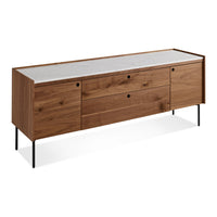 Peek 2 Door / 2 Drawer Console in Rustic Walnut / Carrara - Angle 7