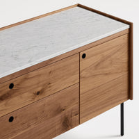 Peek 2 Door / 2 Drawer Console in Rustic Walnut / Carrara - Angle 11