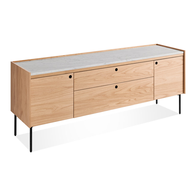Peek 2 Door / 2 Drawer Console in White Oak / Cararra - Angle 1
