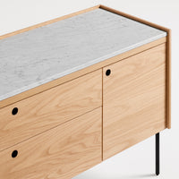 Peek 2 Door / 2 Drawer Console in White Oak / Cararra - Angle 11