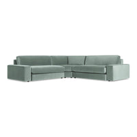 Esker L Sectional Sofa in Breezy Blue Velvet - Angle 3