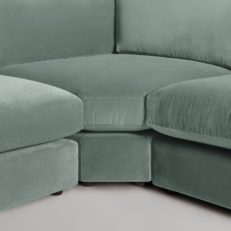 Esker L Sectional Sofa in Breezy Blue Velvet - Angle 2