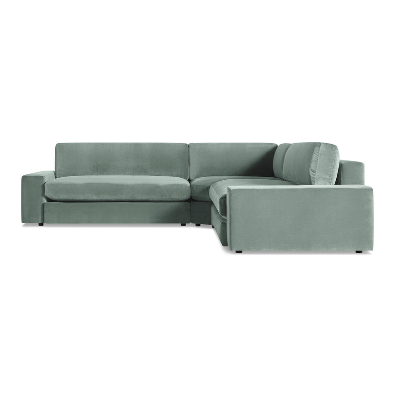 Esker L Sectional Sofa in Breezy Blue Velvet - Angle 1